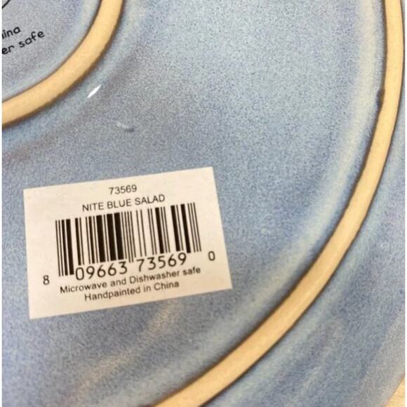 Eli + Ana Christmas Blue Nite Winter Snowy Cabin Salad Plates 8in Set of 4 NEW - Picture 11 of 11